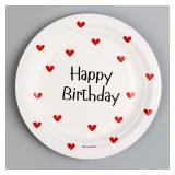 Тарелки "Happy Birthday" сердечки (18см) 10 шт._1
