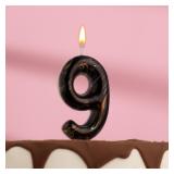 Свеча "9" Черный мрамор (8см) 1 шт._1