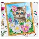 Вышивка "Котёнок" бисером и пайетками (28*35см) 1 шт._1