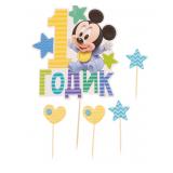 Топпер "1 годик" Микки Маус+шпажеки 1 шт._1
