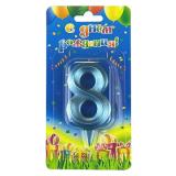 Свеча "8" Грани, Синяя бирюза (7см) 1 шт._1