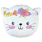 Фигура (23''/58см) Котенок в цветах, Белый 1 шт. в уп._1