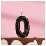 Свеча "0" Черный мрамор (8см) 1 шт._1