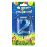 Свеча "2" Грани, Синяя бирюза (7см) 1 шт._1
