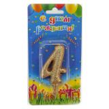Свеча "4" Овал, Золото с блестками (7см) 1 шт._1