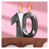 Свеча "10" Грань Графит (6,5см) 1 шт._1