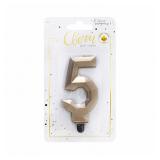 Свеча "5" Бриллиант, Золото (7,5см) 1 шт._1