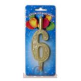 Свеча "6" Изящный узор, золото (10см) 1 шт._1