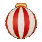 Фигура (23''/58 см) Новогодний шар, Красный/Кремовый, Сатин, 1 шт_1