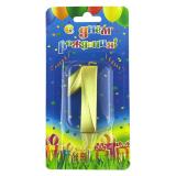 Свеча "1" Грани, Золото (7см) 1 шт._1