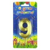Свеча "9" Грани, Золото (7см) 1 шт._1