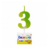 Свеча "3" Разноцвет с глиттером (4,5см) 1 шт._1