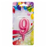 Свеча "9" Розовый, Перламутр (8см) 1 шт._1