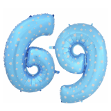 Цифра 6/9 (40"/102см) Голубой, звезды 1 шт._1