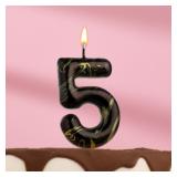 Свеча "5" Черный мрамор (8см) 1 шт._1