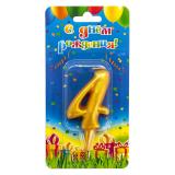 Свеча "4" Овал Золото (7см) 1 шт._1