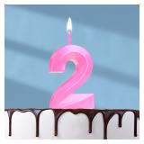 Свеча "2" Грань Розовая (13см) 1 шт._1