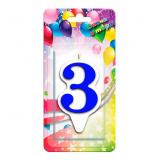 Свеча "3" Окантовка синяя (9см) 1 шт._1