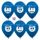 Выпускник (12"/30см) Эмоджи, Синий Металлик 50 шт._1