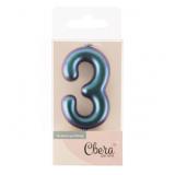 Свеча "3" Хамелеон (6см) 1шт._1