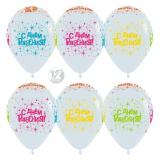 С ДР! Разноцветные искры (12''/30см) S/ Белый Пастель 25 шт._1