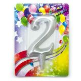 Свеча "2" Гигант, Серебро 1 шт._1